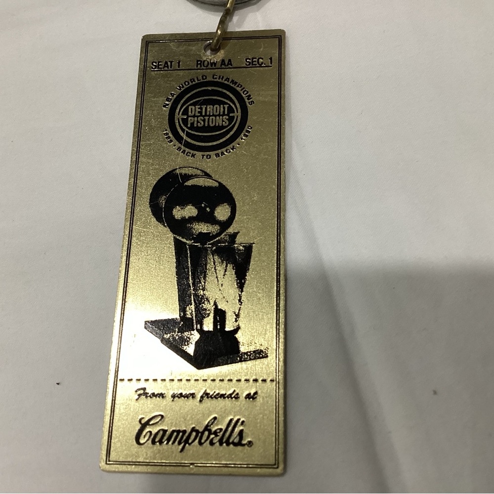 Vintage Detroit Pistons Back to Back NBA Champios. 1989-1990  Ticket keychain.